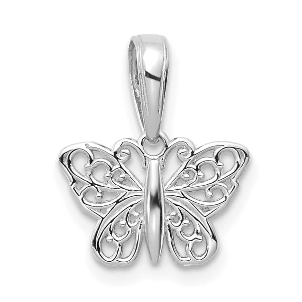 IceCarats 14K Solid White Gold Antique Filigree Butterfly Wings Necklace Chain Pendant Charm3
