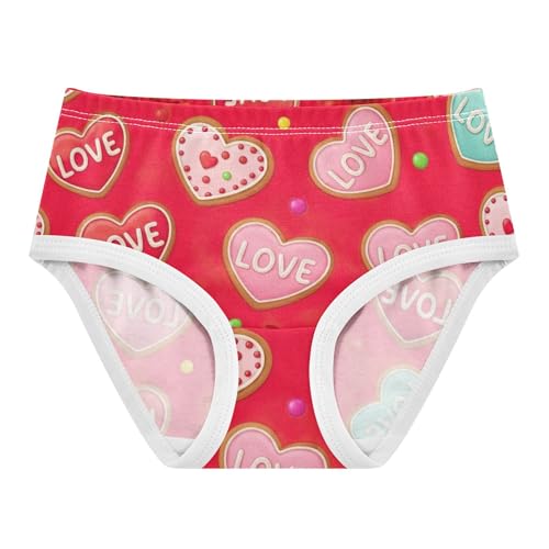 Colorful Heart Cookies Red Toddler Underwear Floral 2t Cotton Girl Panties Cute Bright Kids Briefs Undies