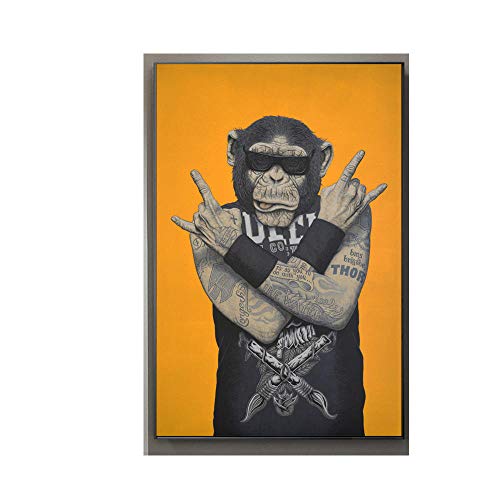 Hip-Hop Rock Singe Toile Tableau Art Tatouage Gorille Graffiti Affiche Abstraite Murale Tableaux Moderne Decoration à La Maison DrôLe Animal Peinture 50x70 Cm Sans Cadre Cover