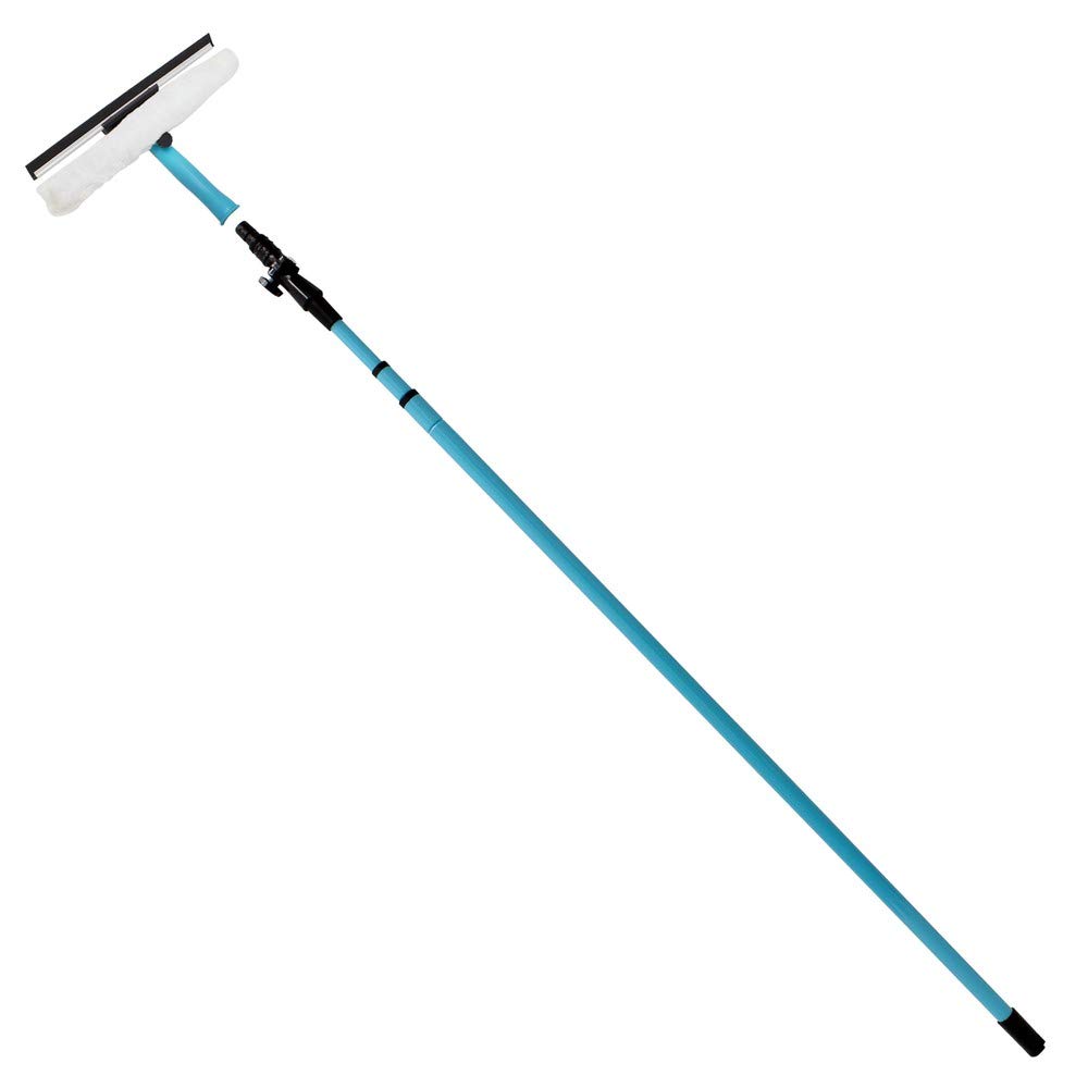 Jvl Blue Light Extendable 3.5 Metre Telescopic Smear Free Squeegee Soft Head Window Cleaner Kit