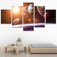 SIGNWIN 5 Panel Canvas Wall Art Modern Art Astronomy & Space Contemporary Cosmic Dramatic Mixed Media Multicolor for Home Decorations Ready to Hang - 60