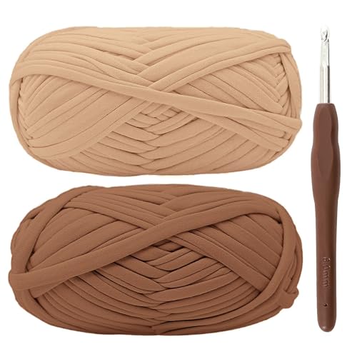 Lot de 2 pelotes de fil à crochet épais pour t-shirt avec crochet de 6 mm, parfait pour les...