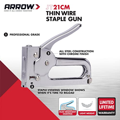 Arrow JT21CM Professional Light Duty Staple Gun for Upholstery, Crafts, Office, Fits 1/4", 5/16”, or 3/8" Staples thumbnail 3