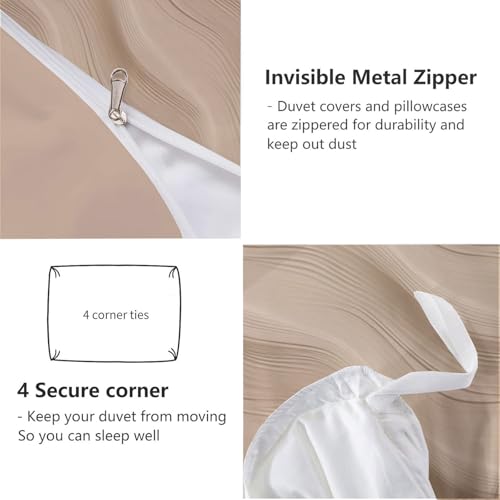 Housse de couette 200x200cm infroissable à fermeture éclair pour lit adulte gris
