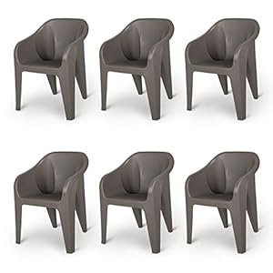 Supreme Futura Plastic Chairs for Home and Office (Set of 6, Beige & Champange)