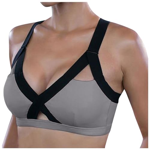 Soutien-gorge de yoga avec poche téléphone pour éviter les rebonds rose L