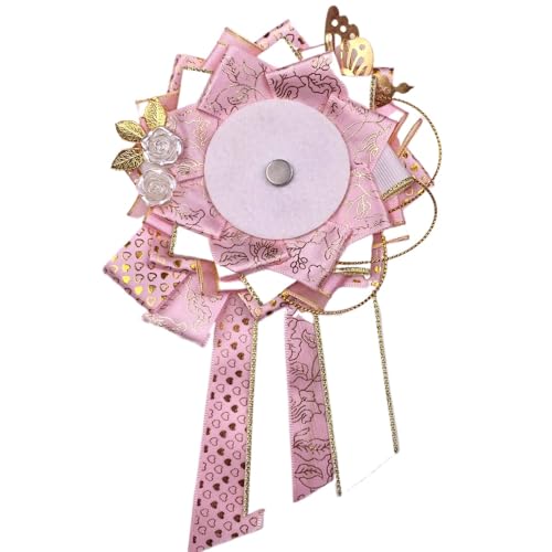 Tuyiutm 装飾ブローチ リボン かわいいアクセサリー タッセル 55-75mm バッジ バラバッジ 手作り 3個 (C)