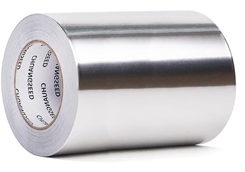 CHUANGSEED 1 rouleau de ruban adhésif en aluminium de 150 mm x 50 m, pour installations de cuisine, blindage et isolation, réparation d'étanchéité, ruban autocollant en aluminium résistant aux hautes