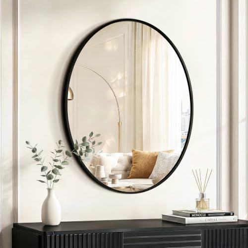 LAWADA Black Oval Bathroom Mirror for Wall, 22"x28" Bathroom Vanity Mirror