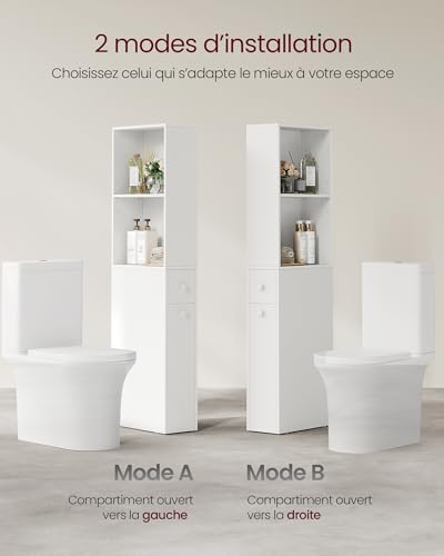 Colonne Salle de Bain 40x18x134 cm 2 tiroirs VASAGLE
