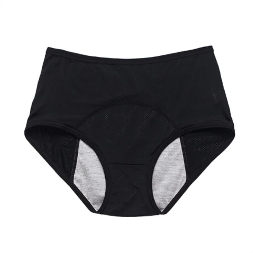 Bragas menstruales de algodón for mujer, de 40 a 150 kg, antifugas, fisiológicas de verano, tallas grandes, ropa interior femenina.(negro,2pc,XXL)