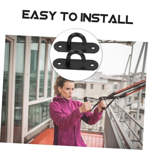 HEMOTON 4stücke Wandmontierter Widerstandsband Edelstahl Schwerlast-Haken Für Fitnessgeräte Gymnastik Und Yoga Einfache Installation Mit Großem Öffnungsdesign Stilvoller Schwarzer Look