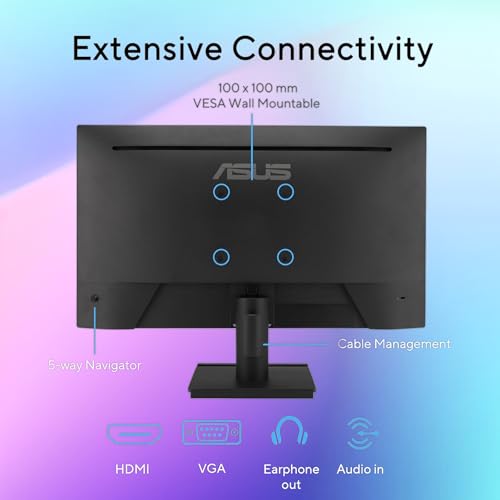 Image of ASUS 24 inch Monitor, FHD(1920x 1080), 120Hz, 1ms, Adaptive-Sync, 99% sRGB, Anti-Glare, Eye Care, VESA Mountable, HDMI, VGA, Frameless, Low Blue Light, Tilt Adjust, Black, for Office and Gaming