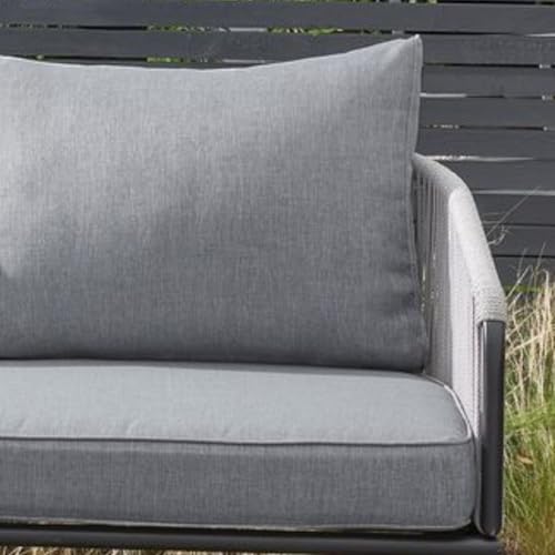 Image of DEVOKO Outdoor L-Shaped Conversation Sofa Set Rope Woven Design Patio Furniture Set Includes Cushions and Center Table (Grey)