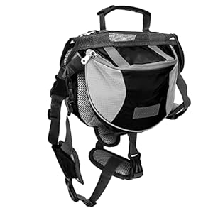 Dog Hiking Backpack, Dog Backpack Harness Dog Saddle Bag Hiking Dog Backpack with Side Pockets for Small Medium Large Dogs(M-Black)