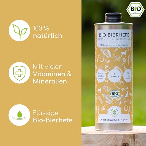 Bio-Bierhefe für Hunde und Katzen | 1 Liter flüssige Bierhefe | 100% Bio zur Haut- und Fellpflege, Futterergänzung mit Vitamin B, reich an Mineralien & Spurenelementen, DE-ÖKO-060