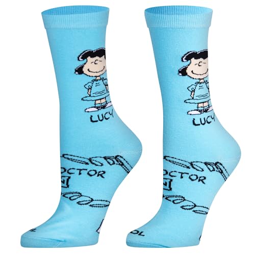 Cool Socks - Lucy Peanuts Charlie Brown Cartoon Crew Socks Size Medium