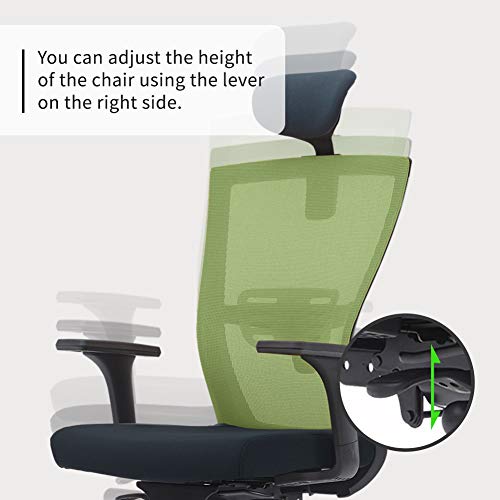 Image of KOAS INCLA Ergonomic Office Desk Chair with Ventilated Mesh Back, Adjustable Armrest(3D), Lumbar Support, Headrest, Grey
