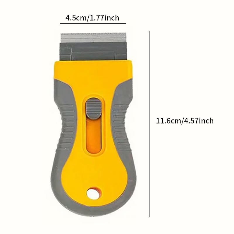 21pcs Razor Blade Scraper, Plastic Razor Blade Scraper, Scraper Tool with Extra 10 Plastic Razor Blades and 10 Metal Blades, Razor Scraper for Windows, Cleaning, Stickers Labels - Yellow
