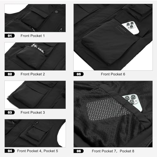 MANLUODANNI Men's Casual Vest Fishing Safari Travel Outdoor Work Photo Vests with Multi Pockets3