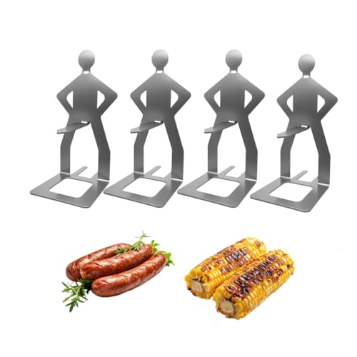 Hot Dog Holder Stainless Steel BBQ Sausage Holder Funny Hot Dog Sausage Stand Hot Dog Stand Bonfire Party Family and friends Party Barbecue Forks (4)