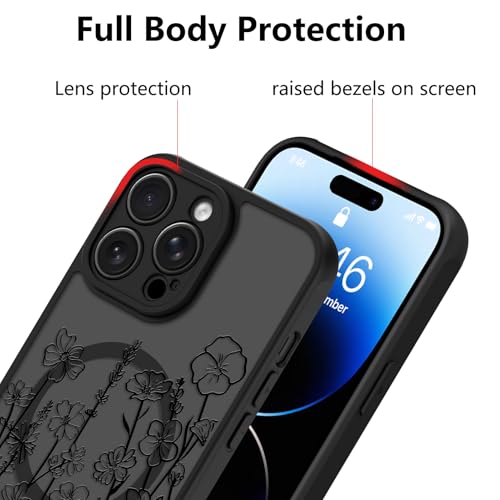 Image of KANGHAR Case for iPhone 14 Pro Florals Pattern | [Compatible with Magsafe] Cute Blooming Flowers Protective Magnetic Case for Girls Women Men