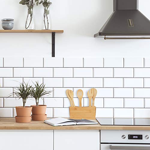 Relaxdays Porta Posate in Bambù, 4 Scomparti, Manico, Portautensili da Tavolo, Mestoli da Cucina, Organizer, naturale - immagine 3