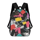 PWAOWU Retro 80s 90s Grunge Backpack Laptop Backpacks Unisex for Work Daily Travel Hiking Camping 17 in
