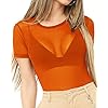 CLOZOZ-Womens-Scoop-Neck-Basic-T-Shirts-Leotard-Bodysuits CLOZOZ Women's Scoop Neck Basic T Shirts Leotard Bodysuits (meshorange, Medium)