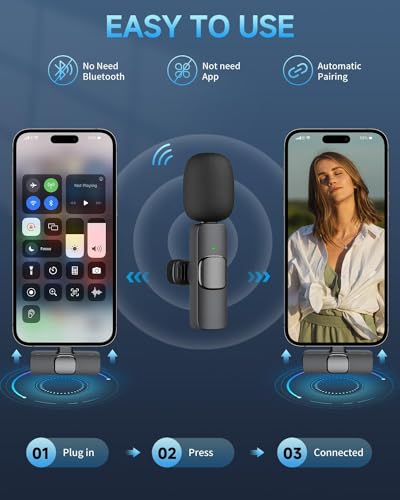 Image of New Furry K8 Mic Wireless Lavalier Microphone with Noise Canceling Microphone for Collar Compatible with All Smartphones for Podcast, Vlogging, Clip-on for YouTube, Singing, Video Recording