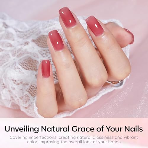 Image of modelones Gel Nail Polish Kit Jelly Nude 6Colors Red Pink Milky White
