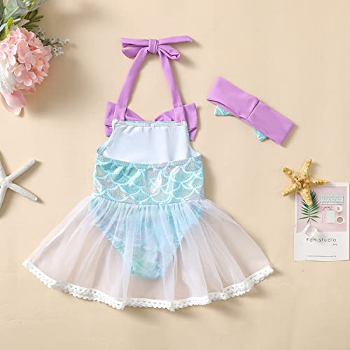 3M-6Y Infant Baby Girls Mermaid Swimwear Toddler Girl Mermaid Tulle Bathing Suit Kids Beach Bikini Outfits3
