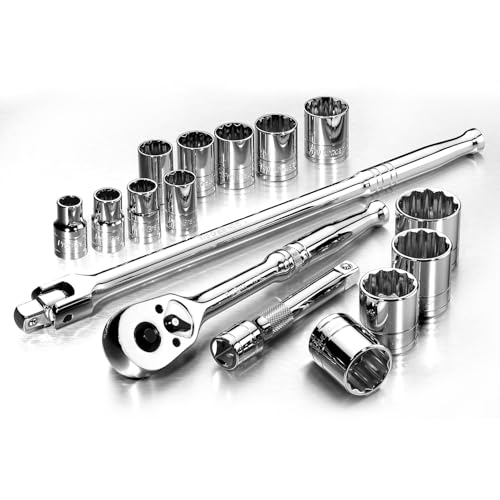 Image of Pro-Grade 16-Piece 1 /2-Inch Drive SAE Mechanics Tool Set, 19404