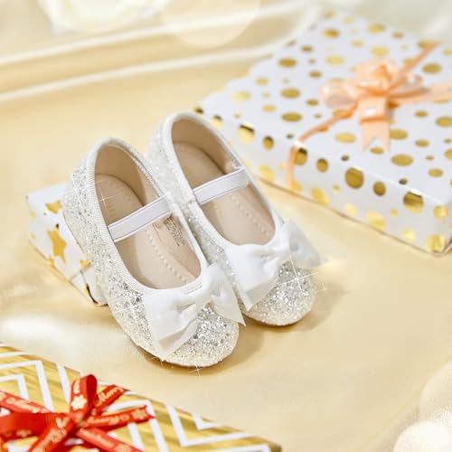 Image of PHIRAMIN Toddler Flower Girl Dress Shoes - Little Girl Ballet Flats Bow Wedding Party