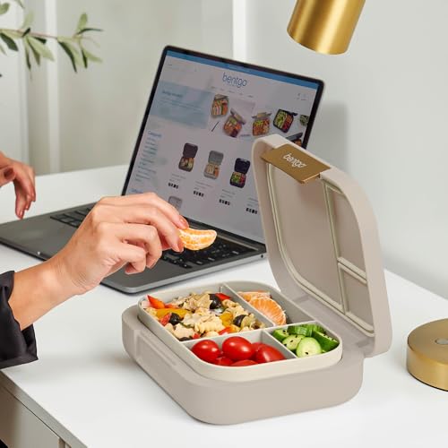 Image of Bentgo Modern - Leak-Resistant Bento Lunch Box For Adults, Teens, & Larger Appetites; Reusable BPA-Free Meal Prep Container with 3 or 4 Compartments, Dishwasher /Microwave Safe; 5 Cups (Sandstone)