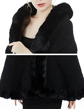 BEAUTELICATE Stola van kunstbont, voor dames, gebreide bolero, poncho, cape voor bruiloft, avondjurk, bruid, vrouwen, bruidssjaal, bruidsstola, grijs, One size