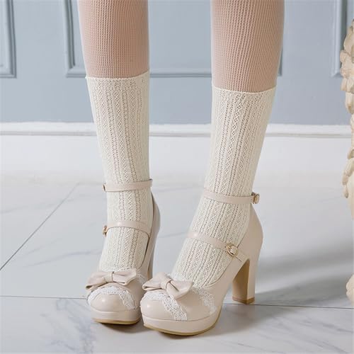 Image of FOREADA Mary Janes for Women Platform Heels Bow Kawaii Shoes Vintage Dress Pumps