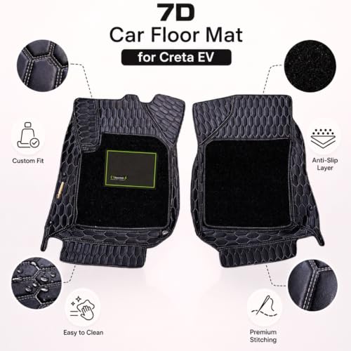 Image of EV MASTER 7D Car Floor Mats for Hyundai Creta Hybrid (2026 Onwards) Complete Set | All Weather | Anti-Slip | Luxury Premium Car Mat | Full Coverage | Custom Fitted Car Foot Mats