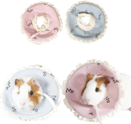 FORZENA Adjustable Guinea Pig Cone Pet Recovery Collar for Rabbits Chinchilla Kittens After Surgery Wound Healing,Elizabeth Neck E-Collar for Small Animals (L,Pink)