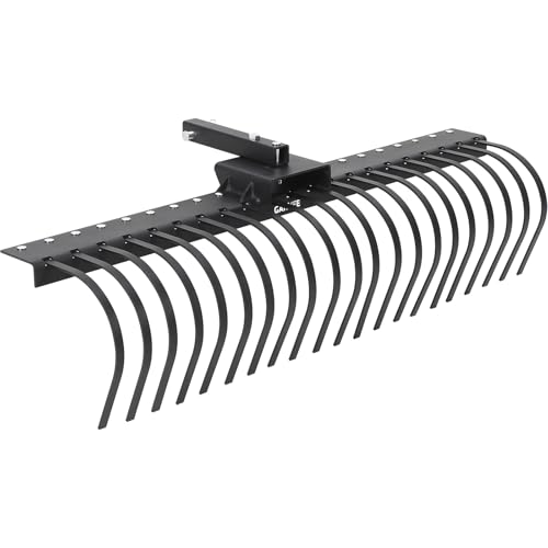 GarveeTech Tow Behind Landscape Rake, 60' Tow Dethatcher with 21 Steel Coil Tines, Lawn Dethatcher Rake Attaches to 48' or 60' Toolbars and 3-Point Suspension Systems, for Leaves, Pine Needles,Grass