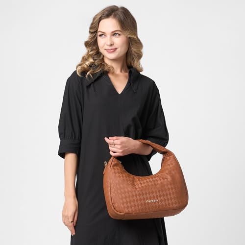Image of Caprese Maddy Medium Hobo Bag for Women with Adjustable & Detachable Strap | Stylish Textured Handbag for Everyday Use | Perfect for Casual Outings, Work, Travel, and Special Events