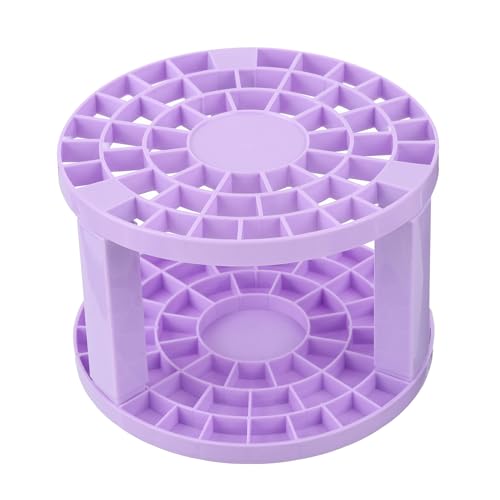 Image of PATIKIL 1pcs Purple Modern Round Paint Brush Holder, 49 Holes Plastic Storage Desk Stand for Artist, Makeup, Stationery