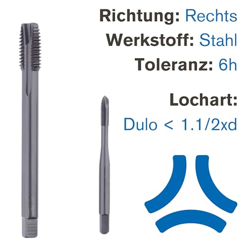 GSR PROFI Maschinen-Gewindebohrer M5, Gewindeschneider für Edelstähle DIN 371, HSSE-VAP Metallbohrer, Durchgangsloch Kernlochbohrer, Form B, verstärkter Schaft für metrische Gewinde