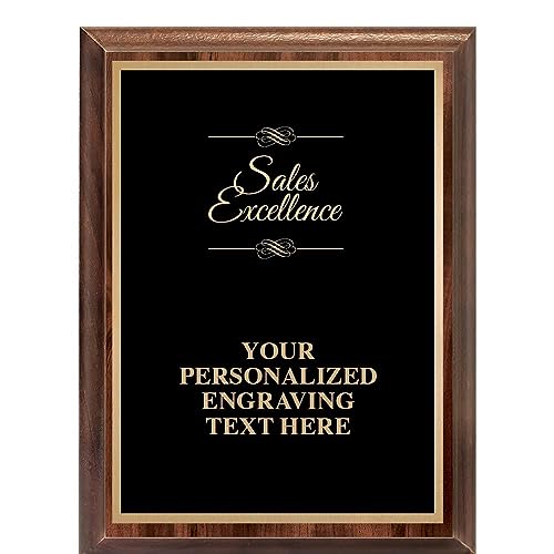 Crown Awards Sales of Excellence Classic Wood Plaque, 10 x 13 Custom Engraved Trophy Plaque Award Prime