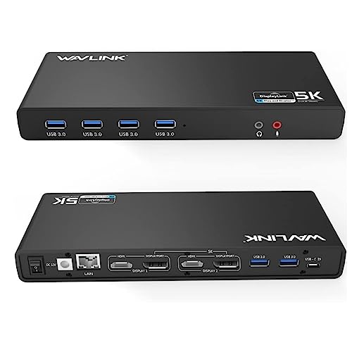 WAVLINK Pro Dual 4K@60Hz Universal Docking Station | USB 3.0/USB-C Laptop Dock for Mac (M1-M5, Neo) & Windows | 2 HDMI/DP, Gigabit Ethernet, USB 3.0 | Home Office & Multi-Screen Productivity.
