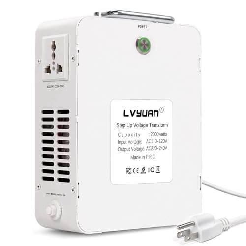 LVYUAN 2000W Voltage Transformer Step Up/Down Converter, 110V/120V to 220V/240V, Circuit Breaker Protection, 3 Year Warranty