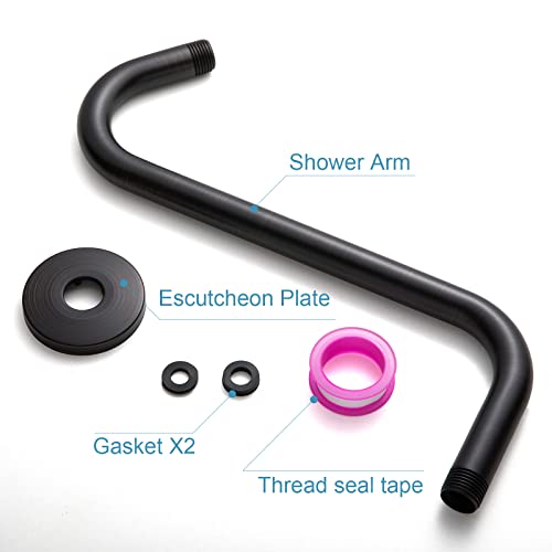 Offo Shower Head Extension Arm 12 Inch, Oil Rubbed Bronze S Shaped Shower Arm With Flange High Rise Goose Neck Shower Arm Extension #TOP5