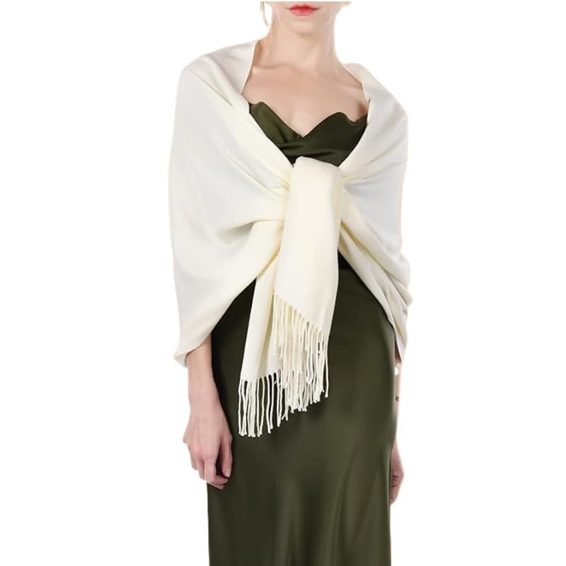 Women Men Winter Cold Weather Scarf - Imitation Cashmere Feel Soft Shawls Scarves with Tassels for Travel4