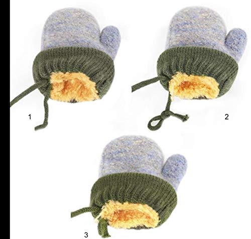 Greenery-Gre Cartoon Infant Toddler Mittens With String Winter Warm Knit Gloves With Fleece Lined For Baby Girls Boys 0-3 Y #TOP2