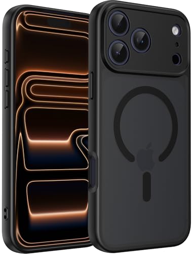 MYY Magnetic for iPhone 17 Pro Case, Upgraded [Full Camera Protection] [Compatible with Magsafe] [Translucent Matte] Military-Grade Drop Shockproof Protective Phone Cover 6.3 Inch, Matte Black